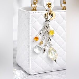 Handmade Crystal Glass | Purse Charm | Tassel Dangle Bag Key Chain Faceted Bling